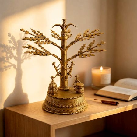 Handcrafted Brass Dhokra Tree of Life Sculpture